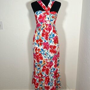 Grace Karin floral maxi dress with halter neck, size small S‎